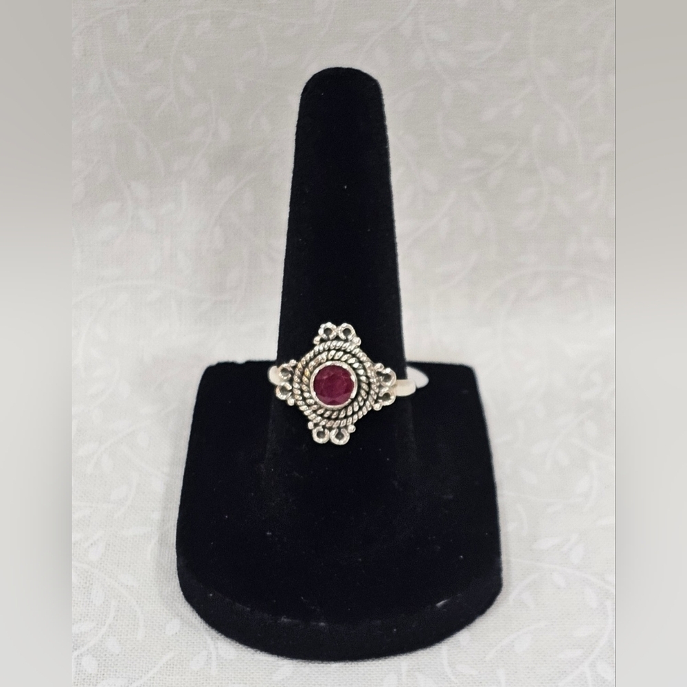 Sterling Silver Ruby Gemstone Women's Ring 6